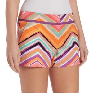 Trina Turk Corbin 2 Short Stripe Colorful Bright Cotton Blend Size 10 Vacation